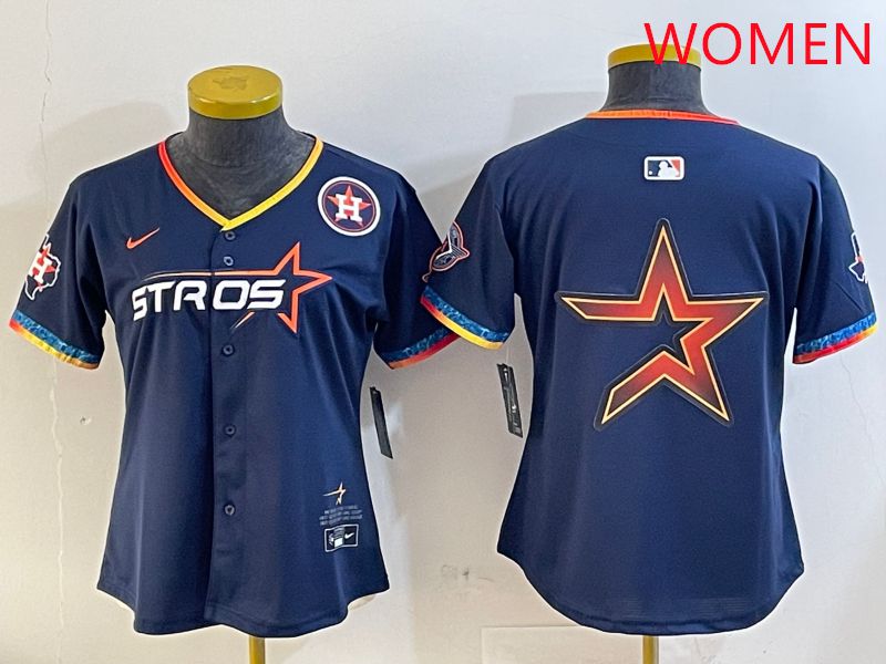 Women Houston Astros Blank Drak Blue Fourth generation Joint Name 2025 Nike MLB Jersey style 8->women mlb jersey->Women Jersey